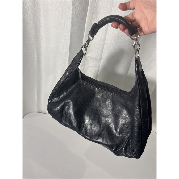 HOBO Handbags - HOBO International Black Top Grain Leather Shoulder Bag Handbag Hobo Floral